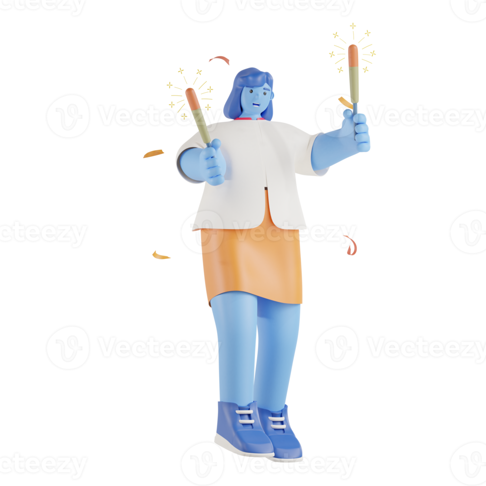 3d party people celebrate with sparkler png