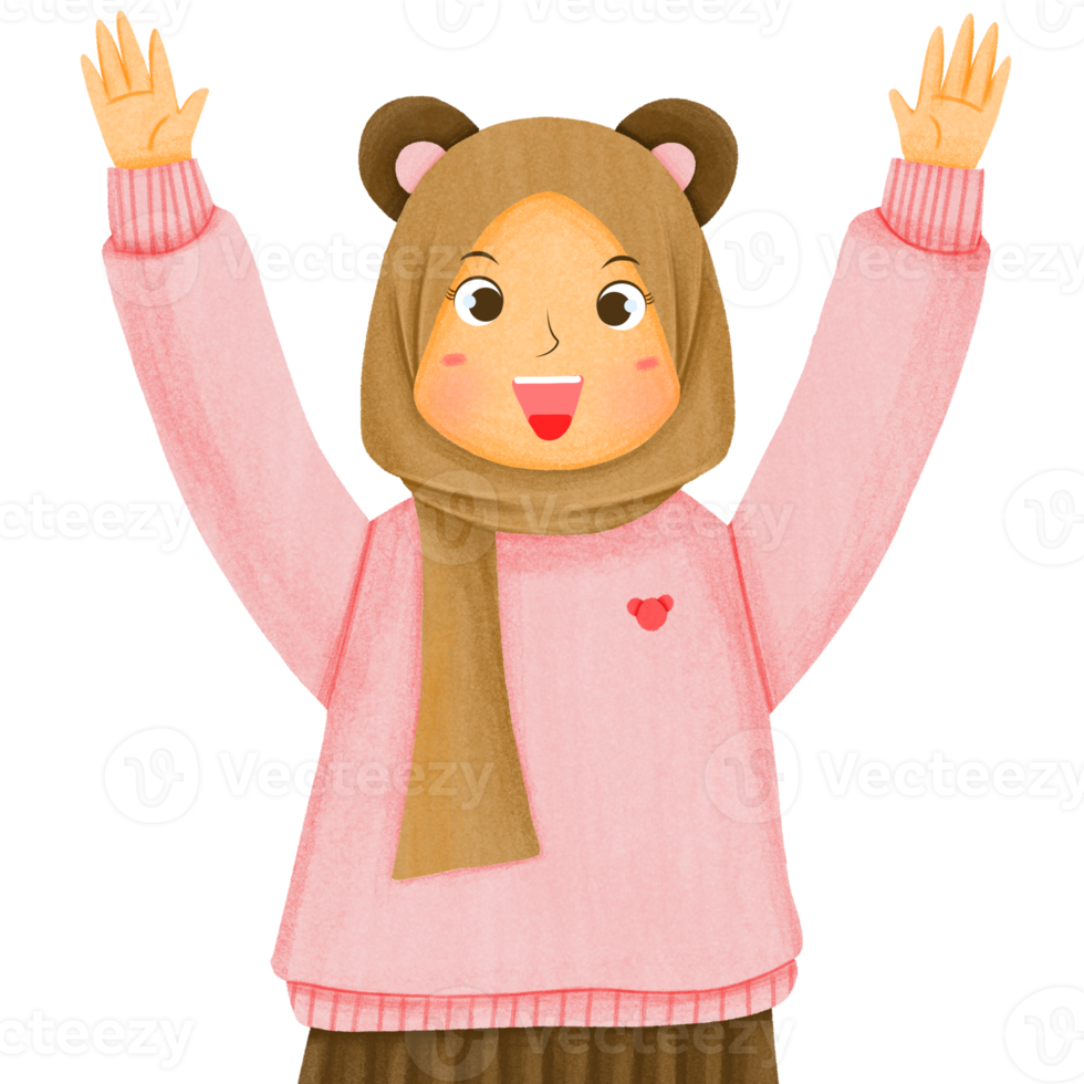 Cute Muslim Hijab Character png