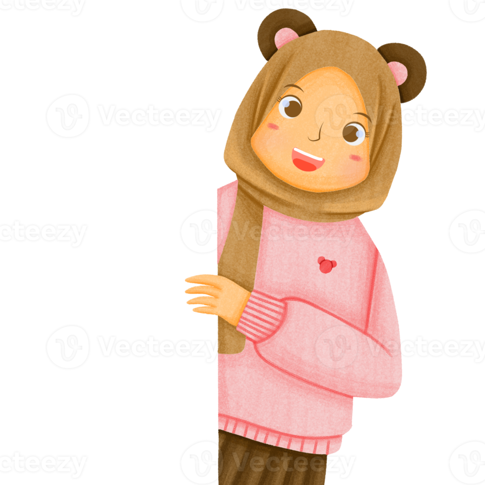 Cute Muslim Hijab Character png