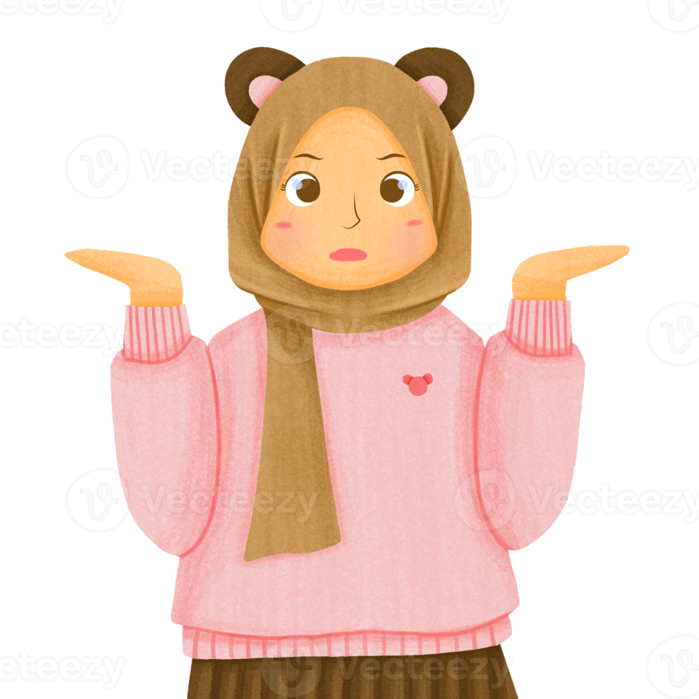 Cute Muslim Hijab Character png