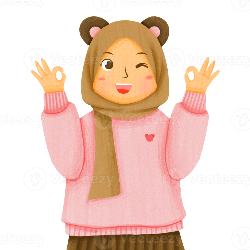 lindo personaje hijab musulmán png