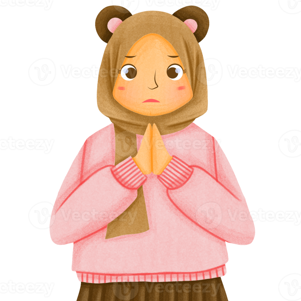 Cute Muslim Hijab Character png