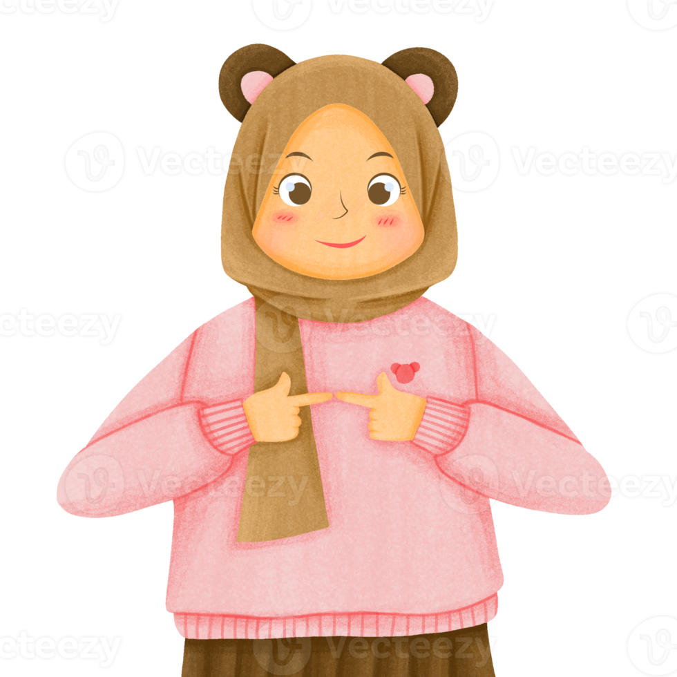 Cute Muslim Hijab Character png