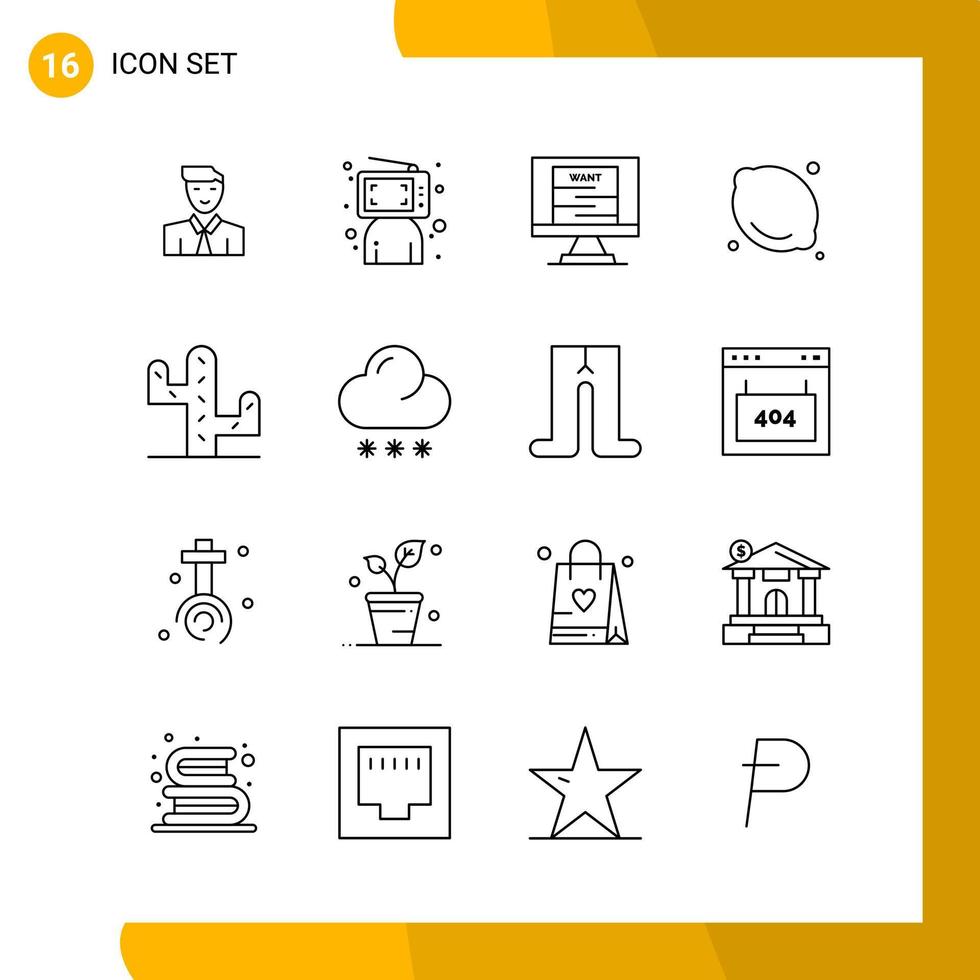 16 Icon Set. Line Style Icon Pack. Outline Symbols isolated on White Backgound for Responsive Website Designing. vector