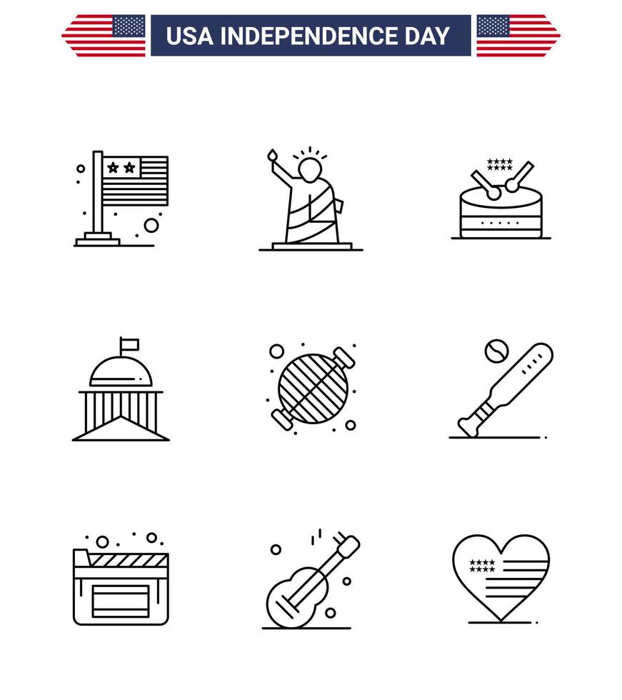 9 Creative USA Icons Modern Independence Signs and 4th July Symbols of irish green usa flag parade Editable USA Day Vector Design Elements