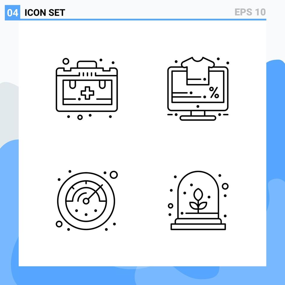 Modern 4 Line style icons. Outline Symbols for general use. Creative Line Icon Sign Isolated on White Background. 4 Icons Pack. vector