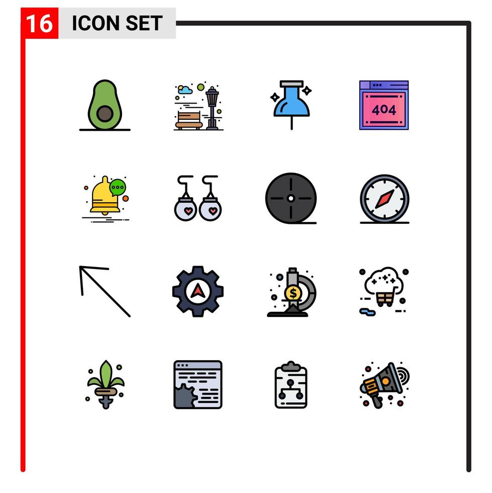 Modern Set of 16 Flat Color Filled Lines Pictograph of earrings message navigation communication code Editable Creative Vector Design Elements