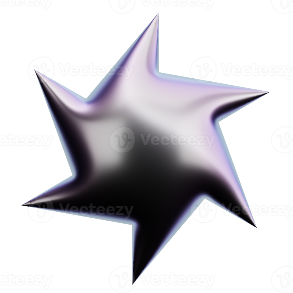 Abstract Star 3D Shape. Gradient Color. png