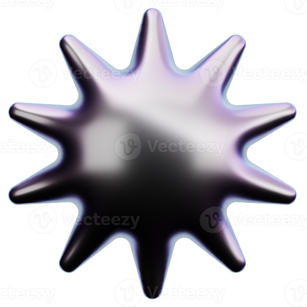 Abstract Star 3D Shape. Gradient Color. png