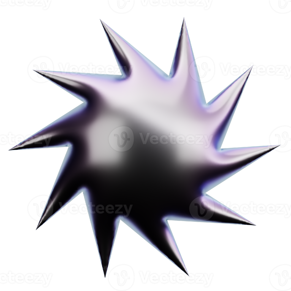 Abstract Star 3D Shape. Gradient Color. png