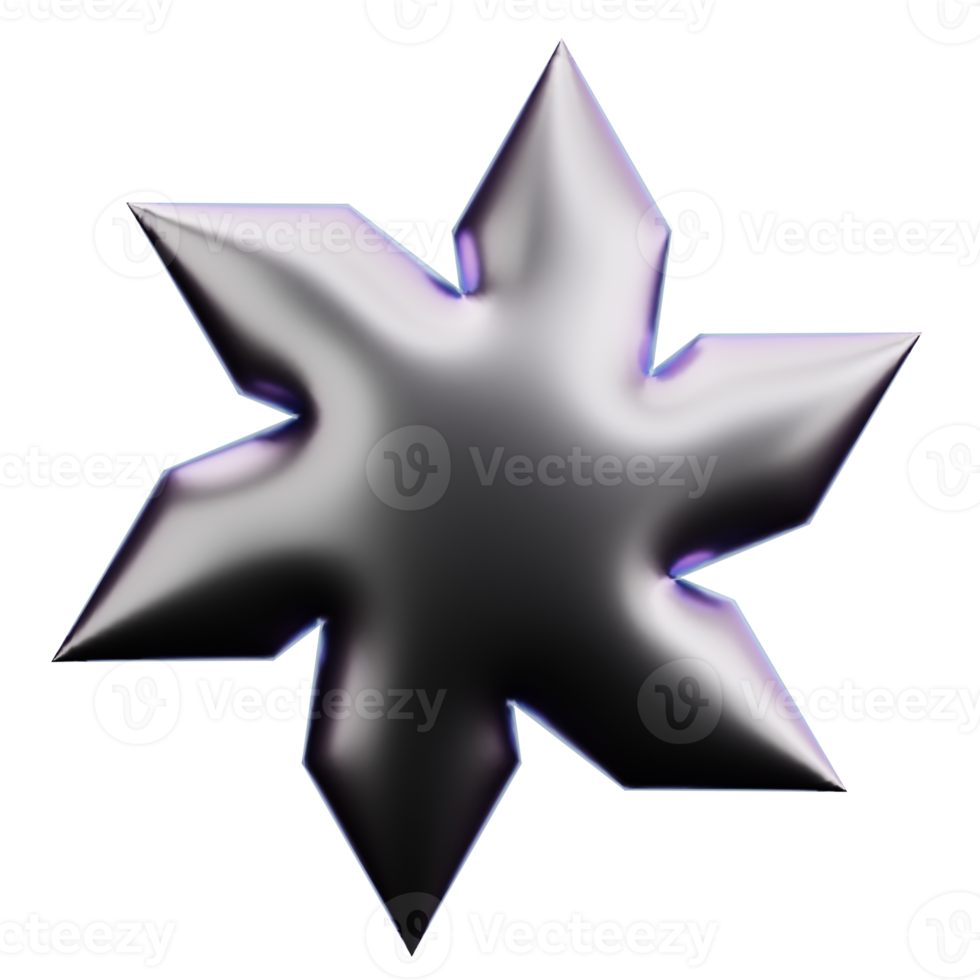 Abstract Star 3D Shape. Gradient Color. png
