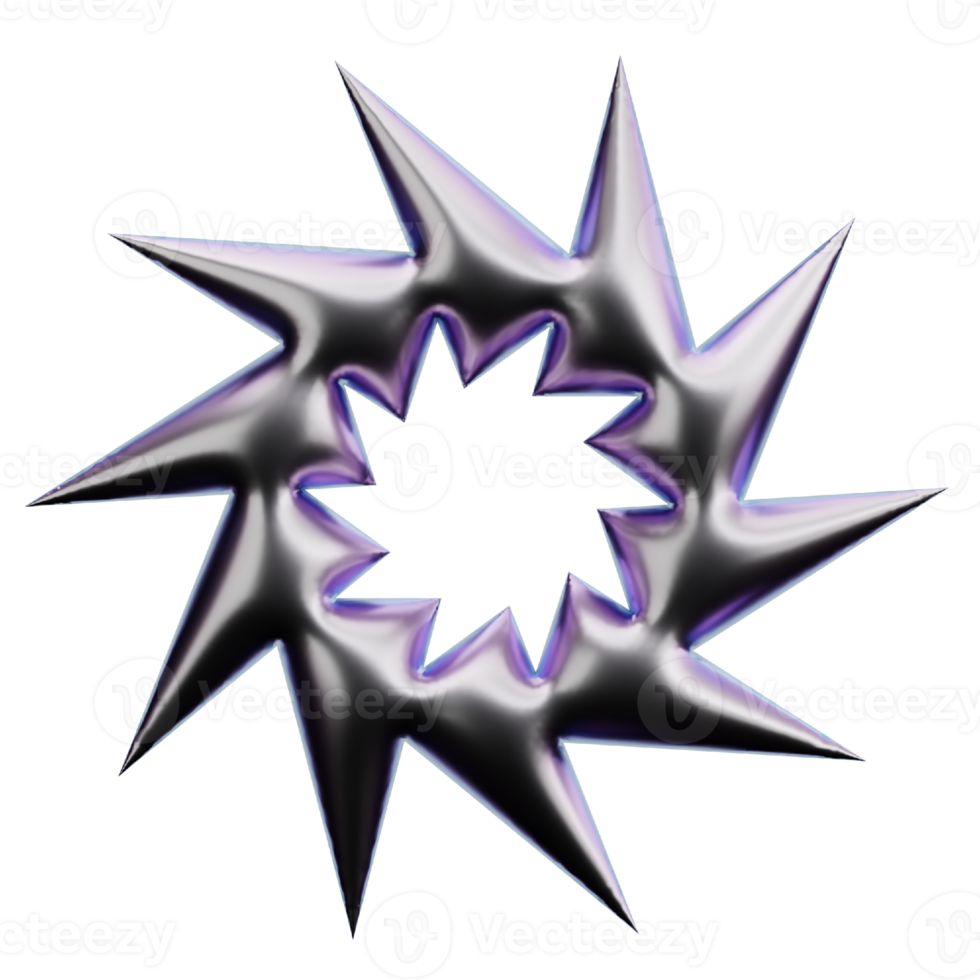 Abstract Star 3D Shape. Gradient Color. png