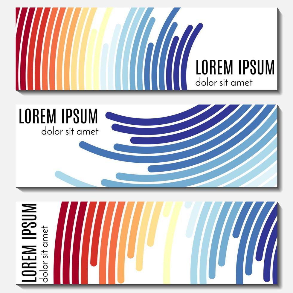 Set of colorful abstract header banners with curved lines and place for text. Vector backgrounds for web design.