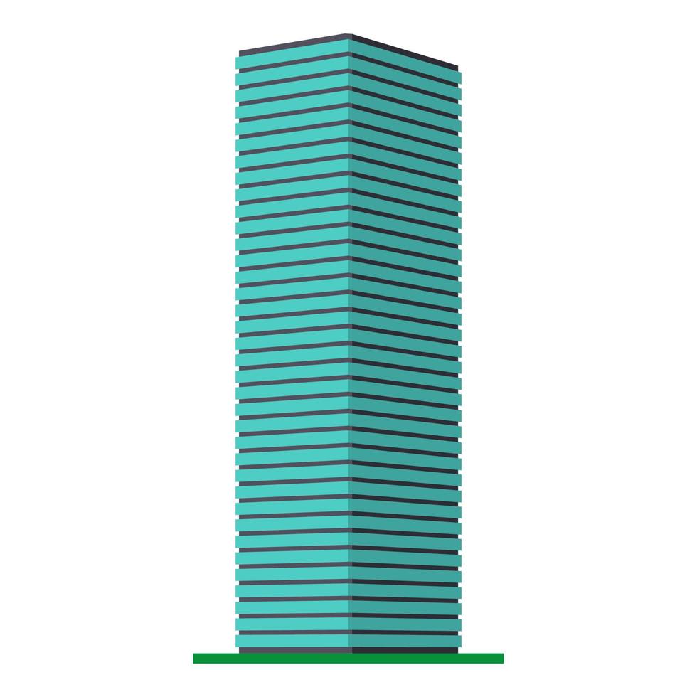 un edificio moderno de gran altura sobre un fondo blanco. vista del edificio desde abajo. ilustración vectorial isométrica. vector