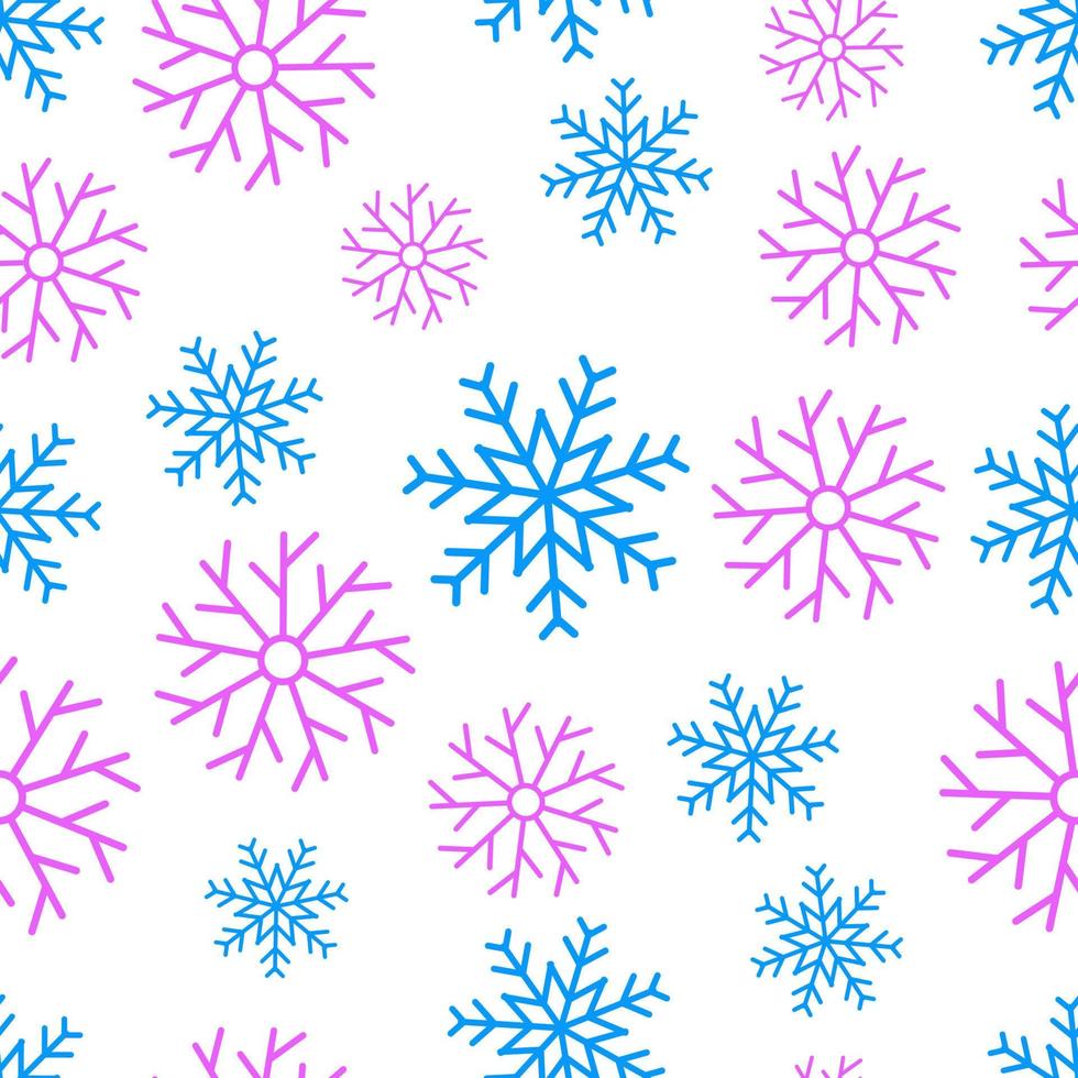 Snowflakes seamless background. Christmas and New Year decoration elements. Vector illustration.