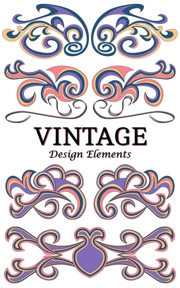 Set of vintage floral elements for design. Calligraphic design elements and page decoration. vector