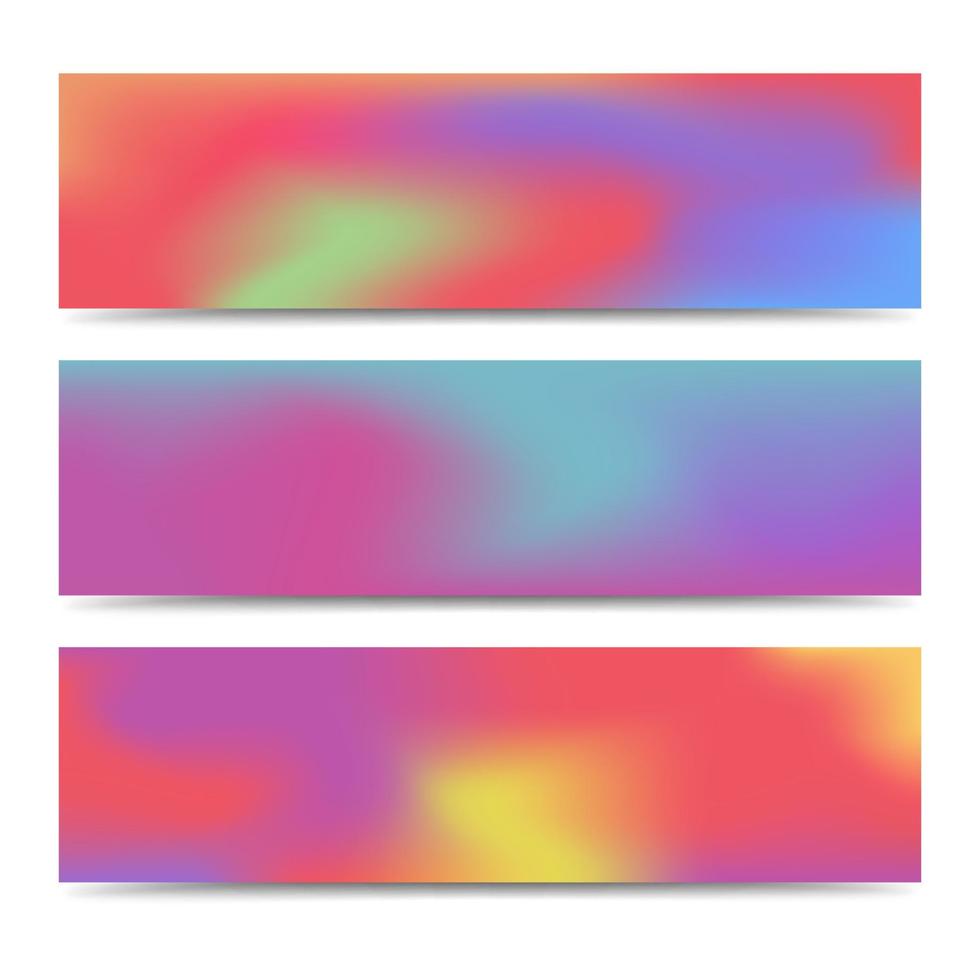 Smooth abstract blurred gradient colorful banners set. Abstract Creative multicolored background. Vector illustration