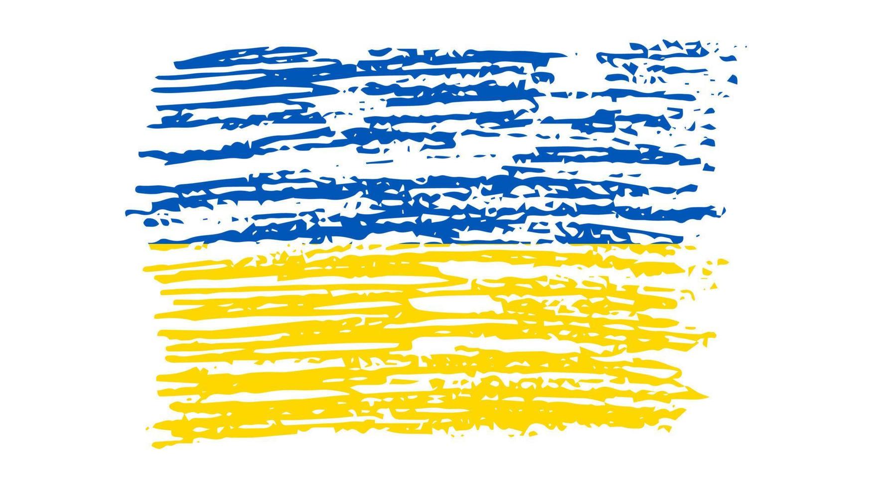 Ukrainian national flag in grunge style. Drawn by pen flag of Ukraine. Vector illustration