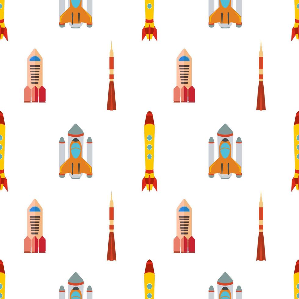 Seamless pattern with space rocket. Vector illustration.