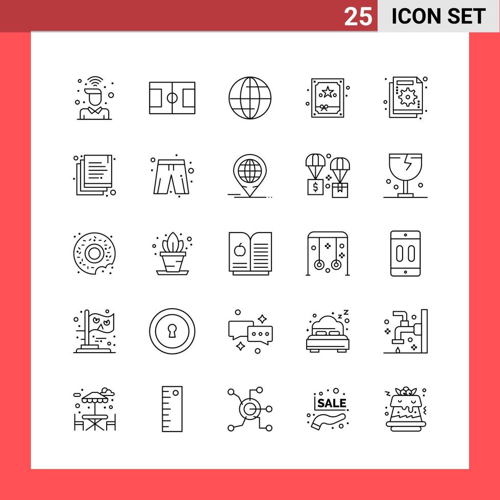 25 Icon Pack Line Style Outline Symbols on White Background. Simple Signs for general designing. vector