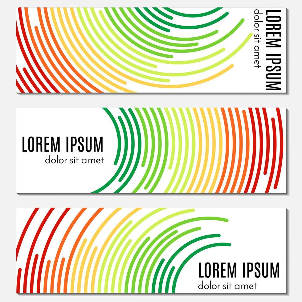 Set of colorful abstract header banners with curved lines and place for text. Vector backgrounds for web design.