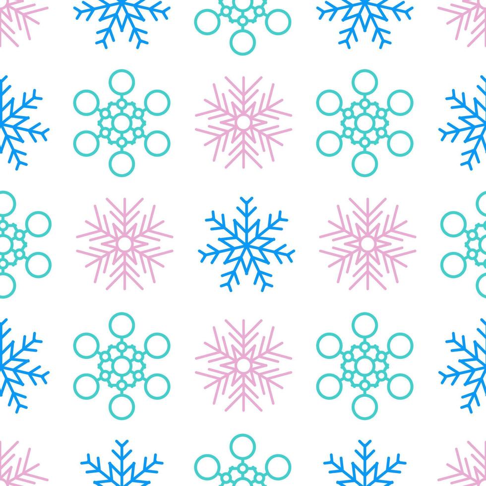 Snowflakes seamless background. Christmas and New Year decoration elements. Vector illustration.