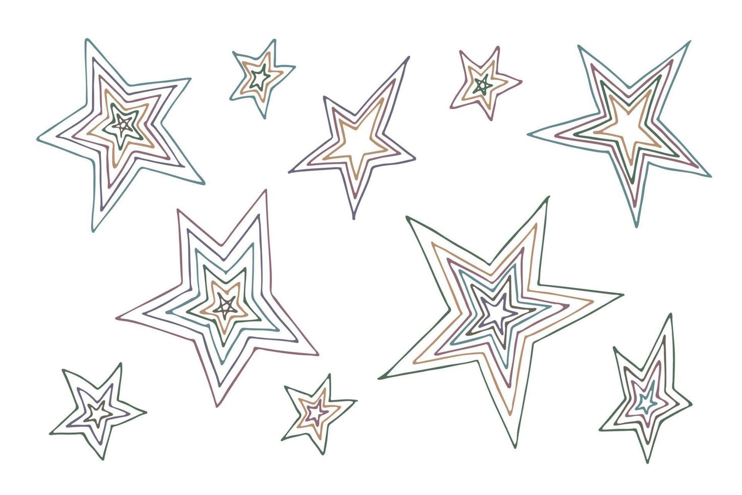 Vector hand drawn star clipart. Doodle set for print, web, greeting card, design, decor