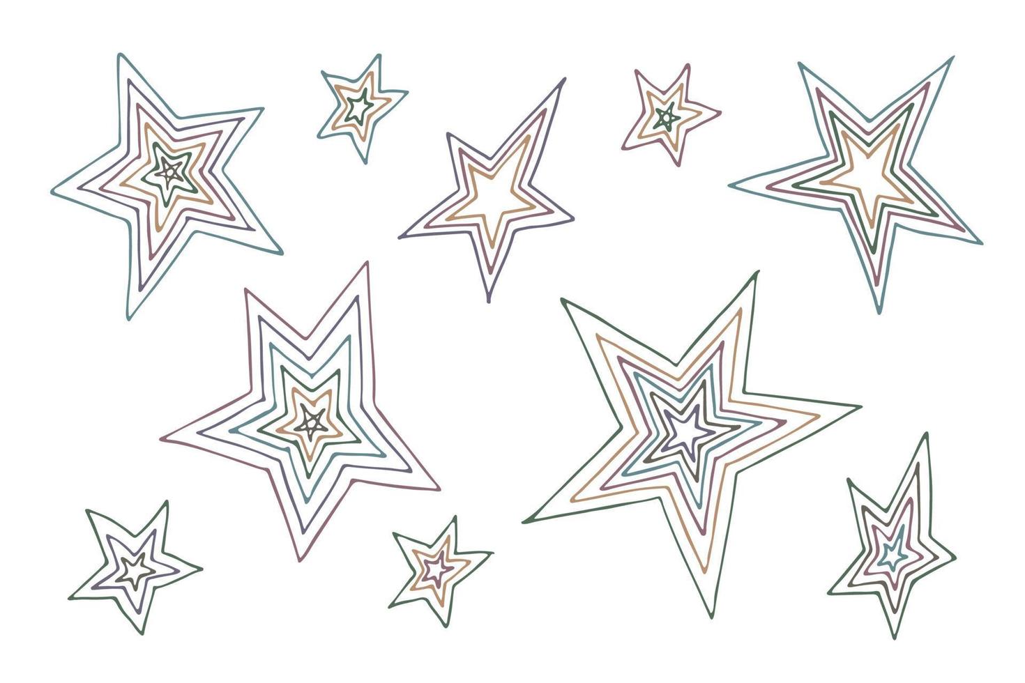 Vector hand drawn star clipart. Doodle set for print, web, greeting card, design, decor