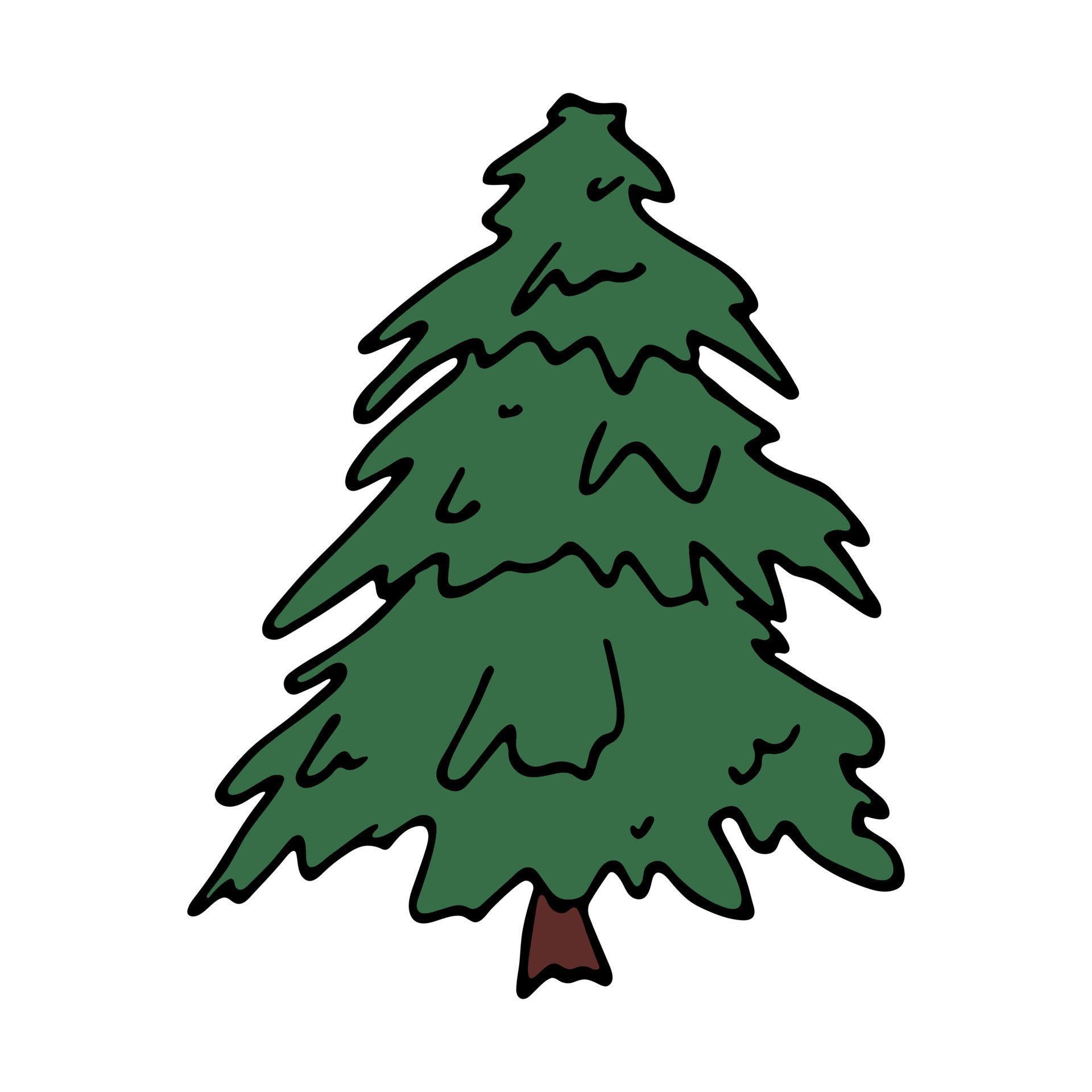 Christmas tree hand drawn clipart. Spruce doodle. Single element for ...