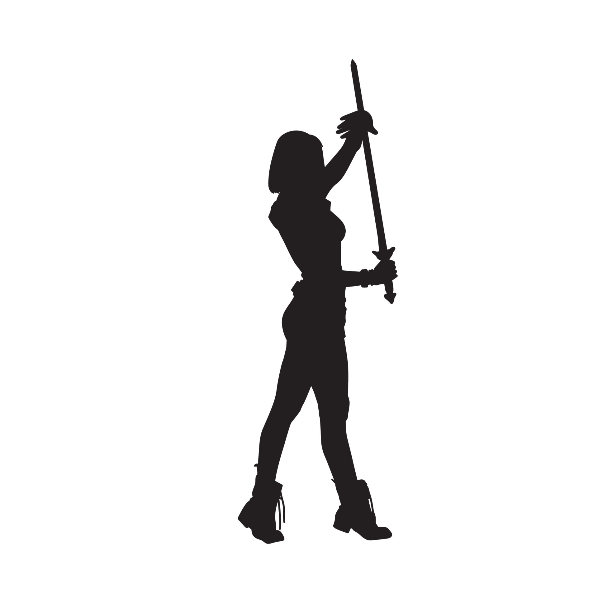 Female warrior with a sword in hand. Vector silhouette 14974864 Vector