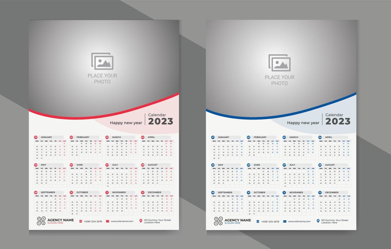 plantilla de calendario de pared 2023 vector