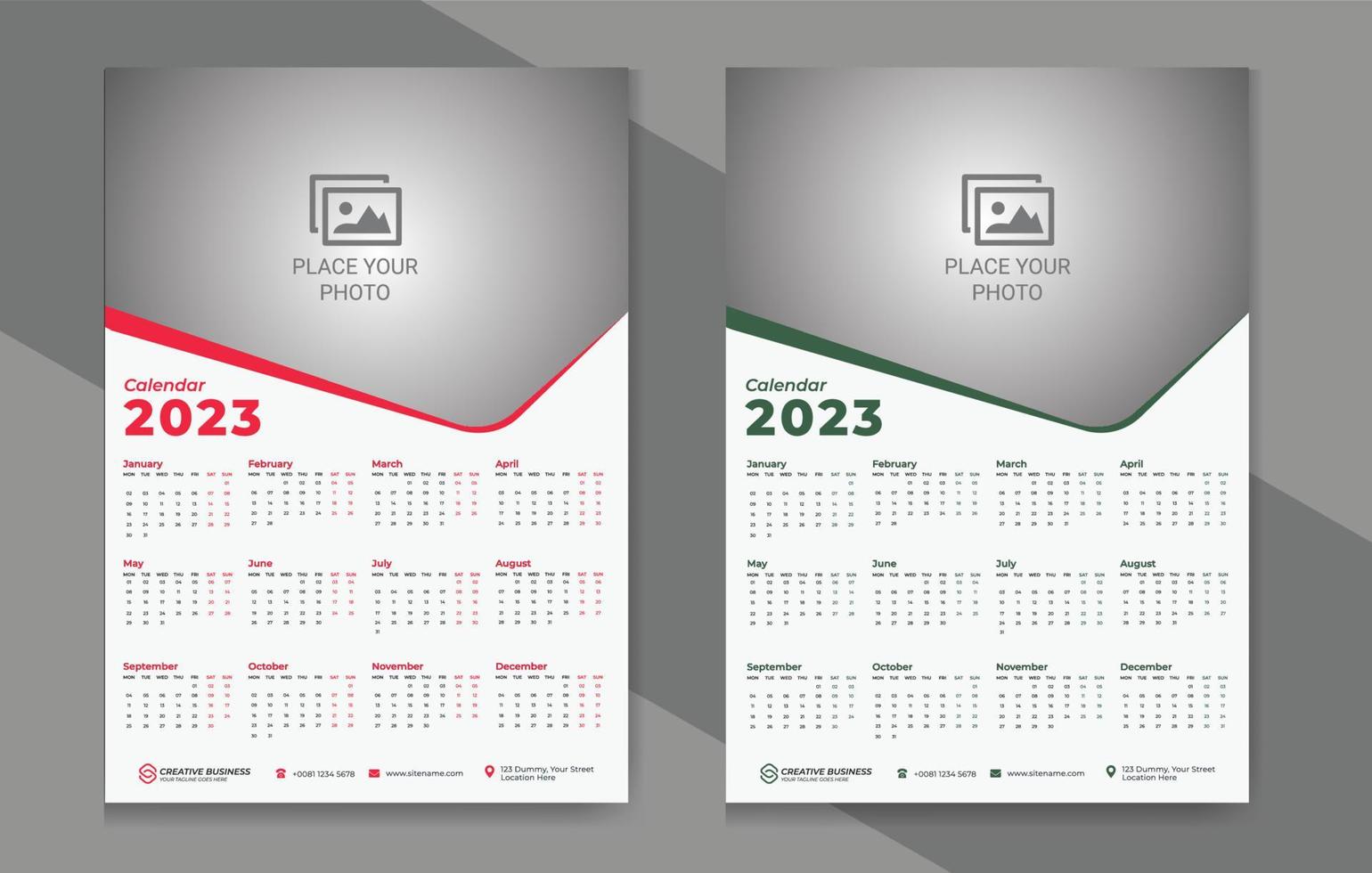 One Page Wall Calendar Design, Calendar Design, 2023 Calendar Design vector