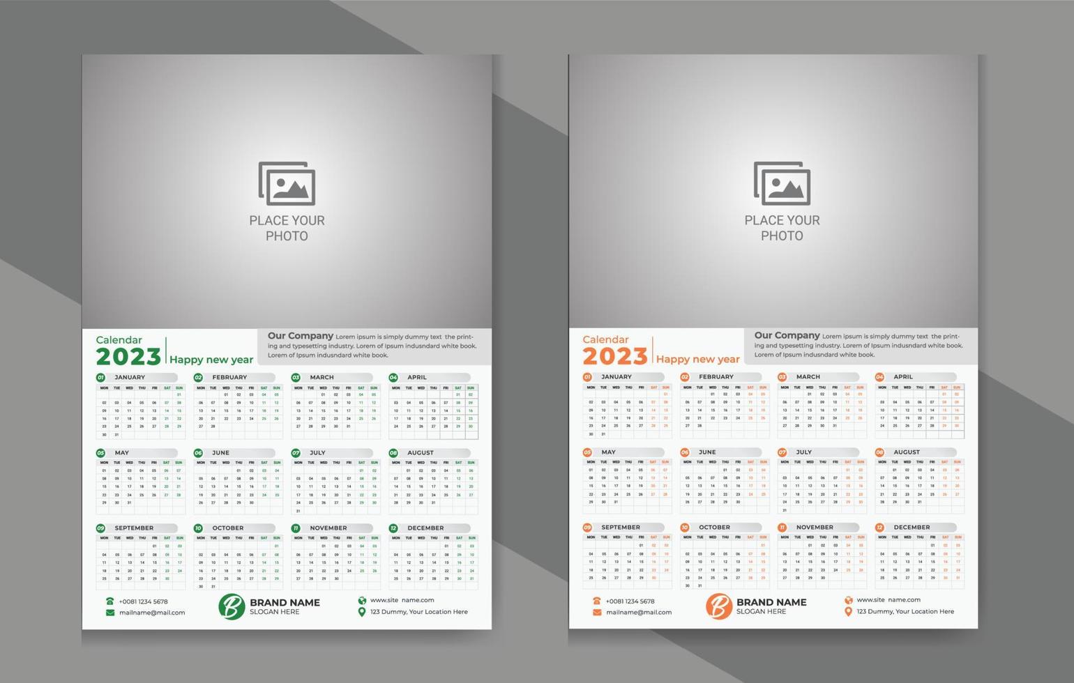 One Page Wall Calendar Design, Calendar Design, 2023 Calendar Design vector