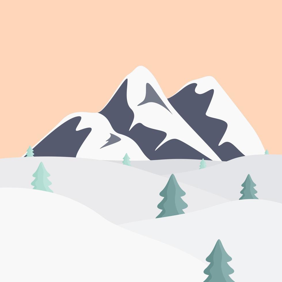 paisaje invernal con montañas vector