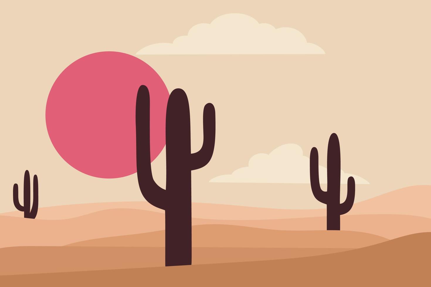 desert landsacpe with cactuses vector