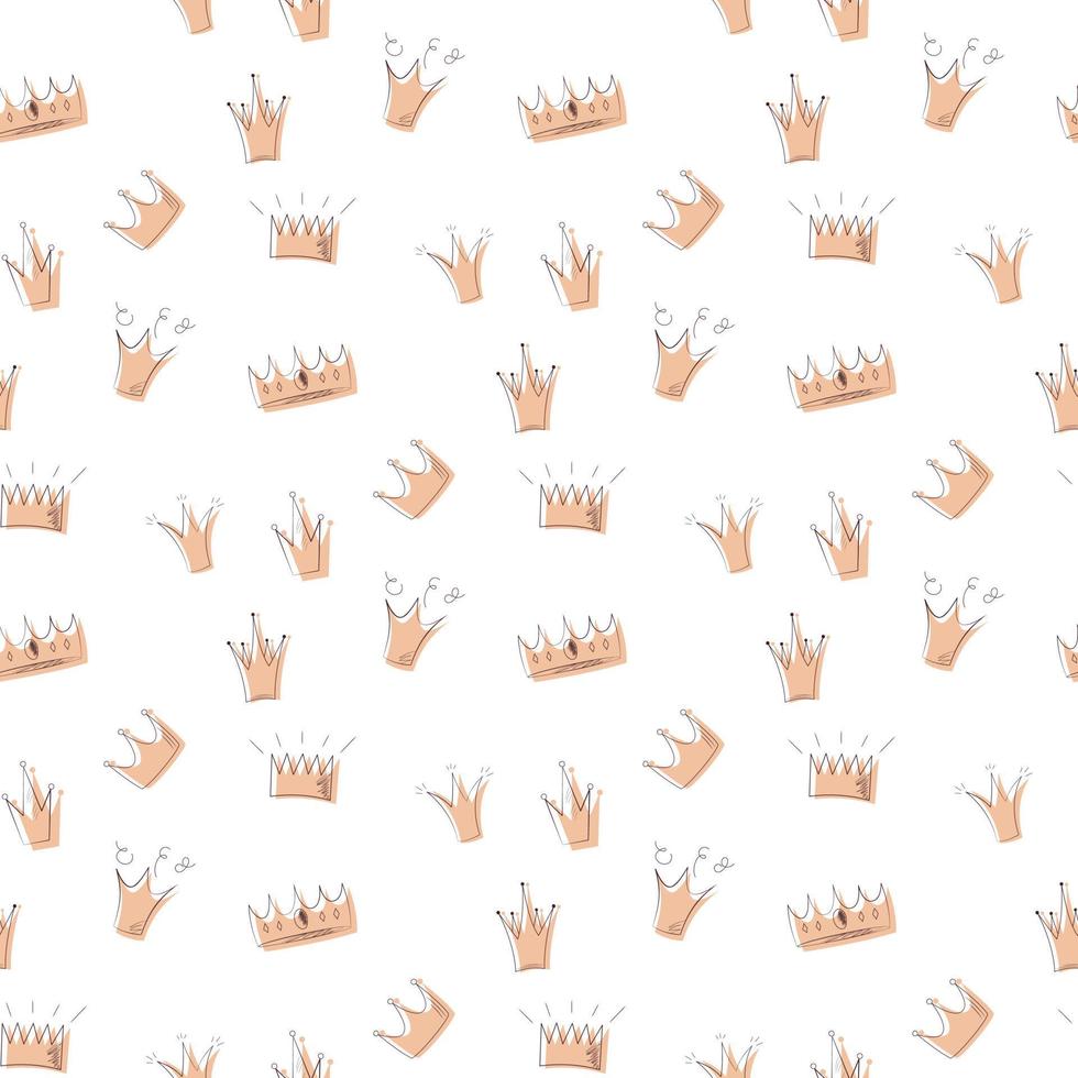 doodle crown pattern vector