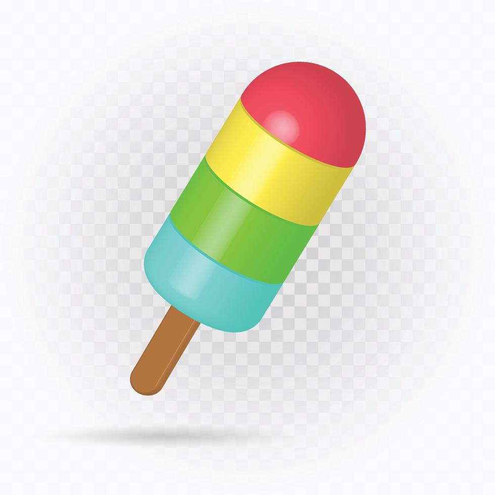 Arco iris de helado realista con resaltado, vector de helado de imágenes prediseñadas.