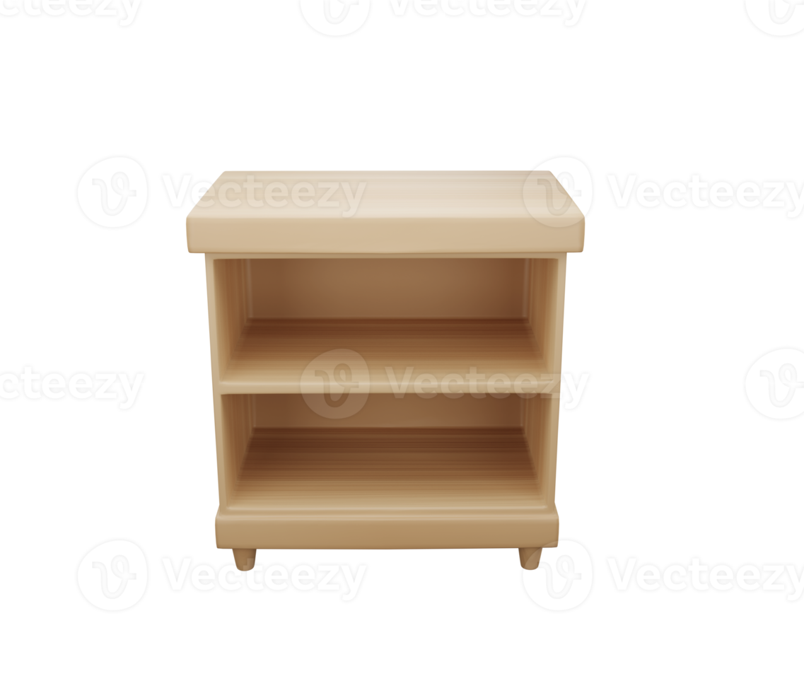 empty wooden cabinet on transparent background.  3D rendering png