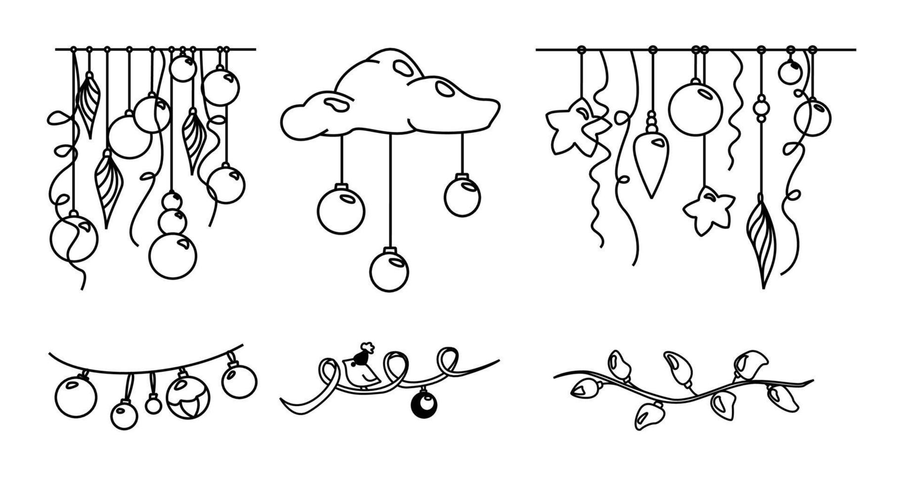 Set of hand-drawn christmas and winter doodle elements in vector. Festive collection isolated on white background. Design for icons, buttons, holidays. Gifts, trees, pastry, presents, gingerbread. vector