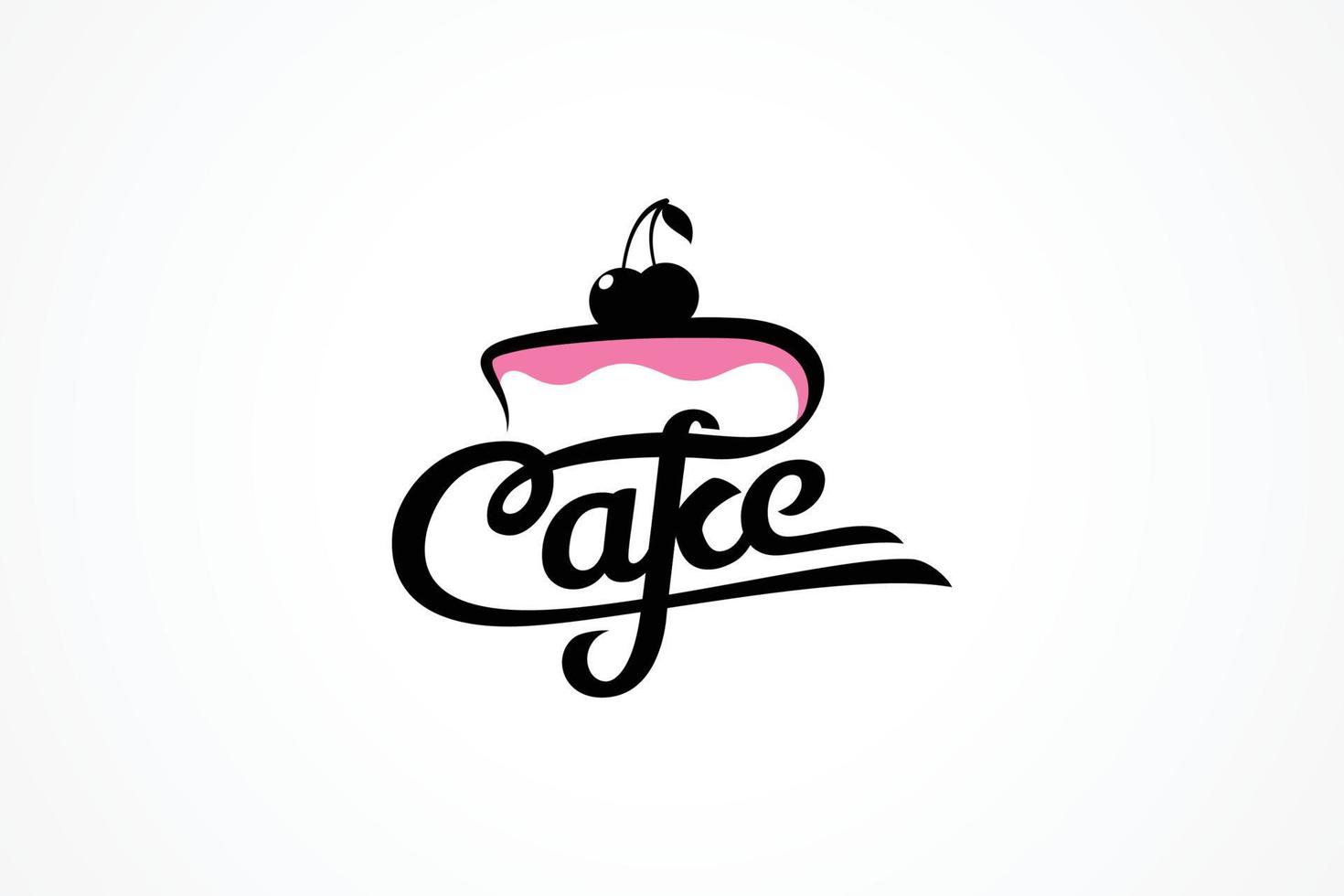 simple cake logo with a combination of a cake with cherries on top. vector