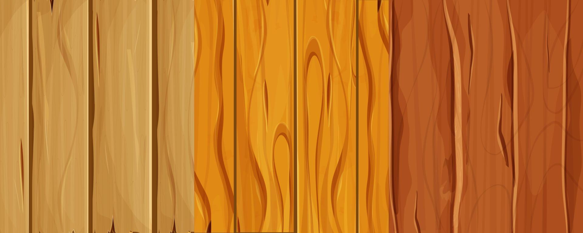 establecer textura de madera antigua, cubierta de tablones, fondo de juego de interfaz de usuario, patrón sin costuras en estilo de dibujos animados aislado. colección de material detallado y texturizado. . ilustración vectorial vector