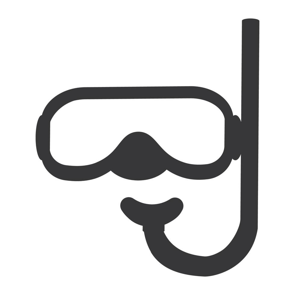 máscara de buceo con silueta de contorno de snorkel en estilo de dibujos animados aislado sobre fondo blanco. ilustración gráfica. ilustración vectorial vector