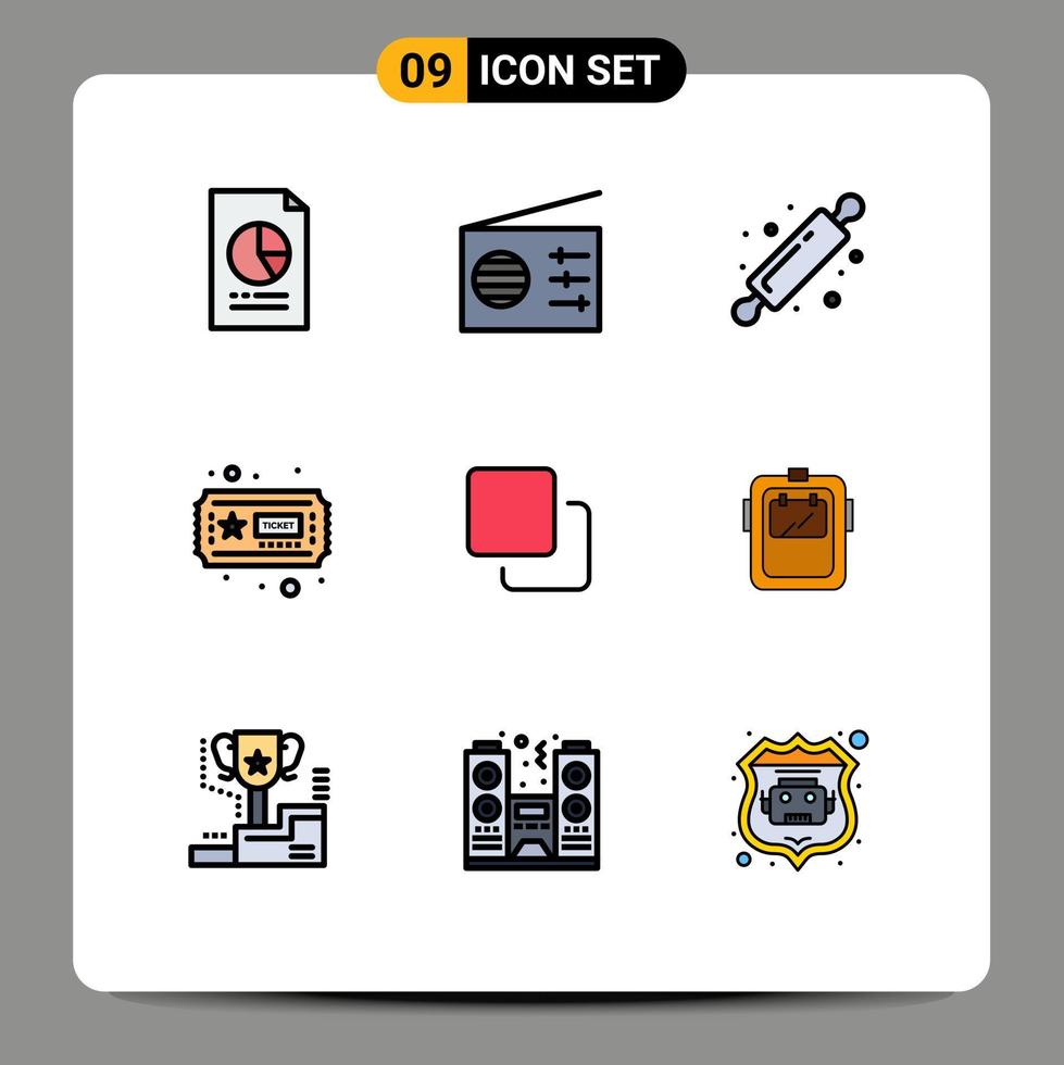 paquete de iconos de vector de stock de 9 signos y símbolos de línea para cuatro elementos de diseño de vector editables de boleto de panadería cuádruple