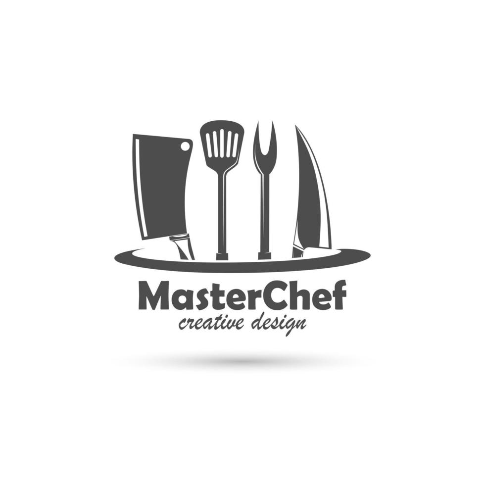 plantilla de logotipo de equipo de cocina. icono de tenedor, cuchillo y cuchara. ilustración vectorial vector