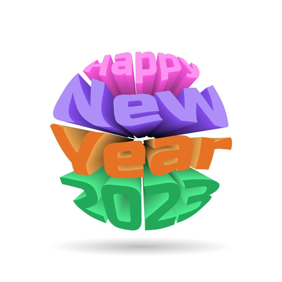 happy new year 2023, round shape, with colorful text vector