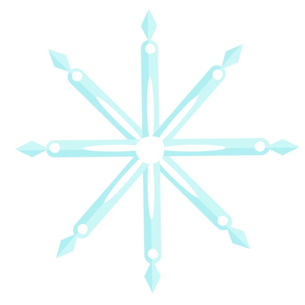 ilustración vectorial de un copo de nieve en color azul con patrones y puntas afiladas vector