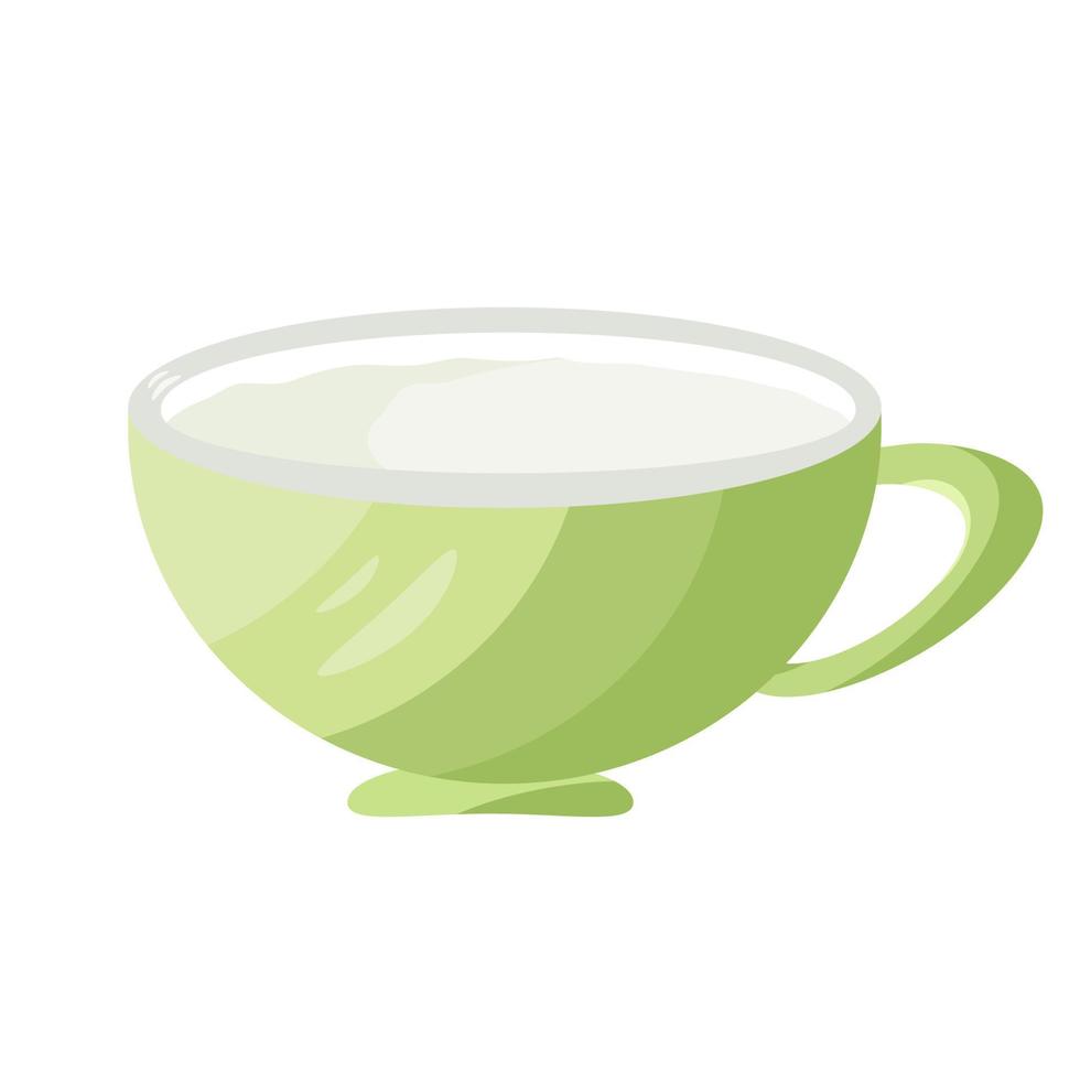 ilustración vectorial de una taza verde con una bebida. objeto aislado con resplandor de luz vector