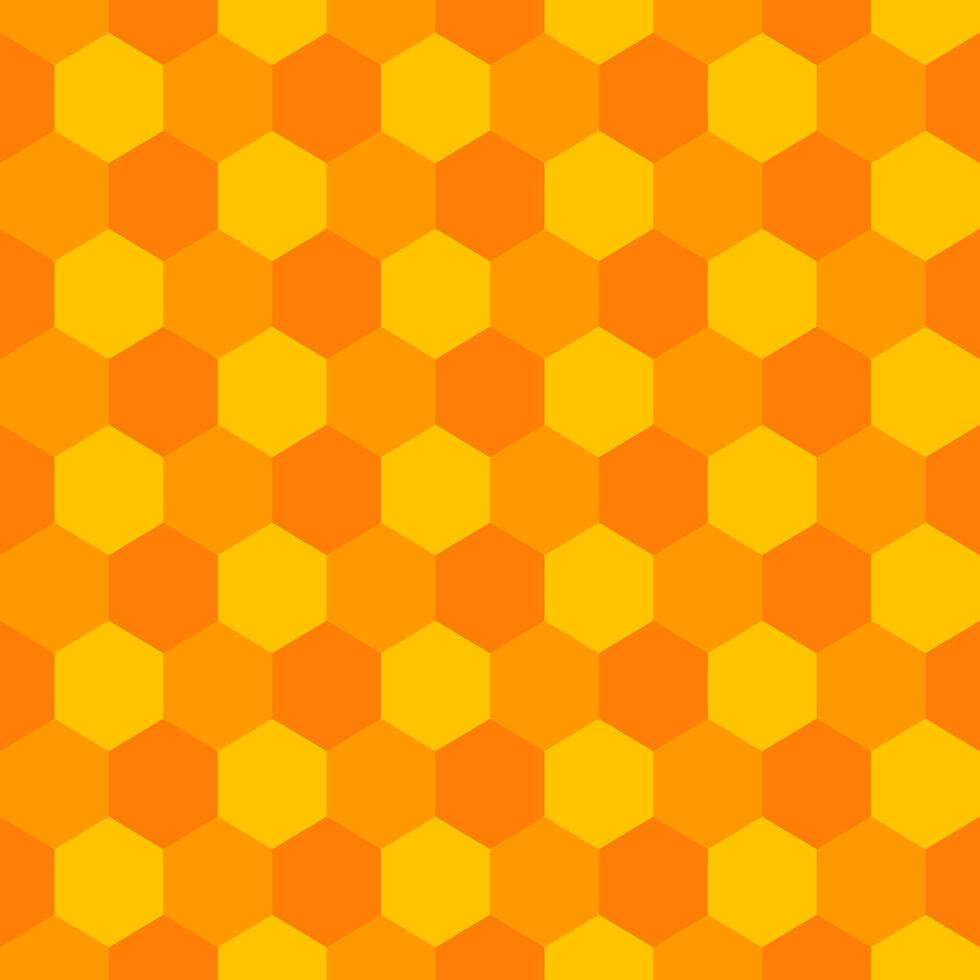 Bee honeycomb seamless pattern, flat cartoon fabric print template, colorful food illustration, orange propolis beeswax vector. vector