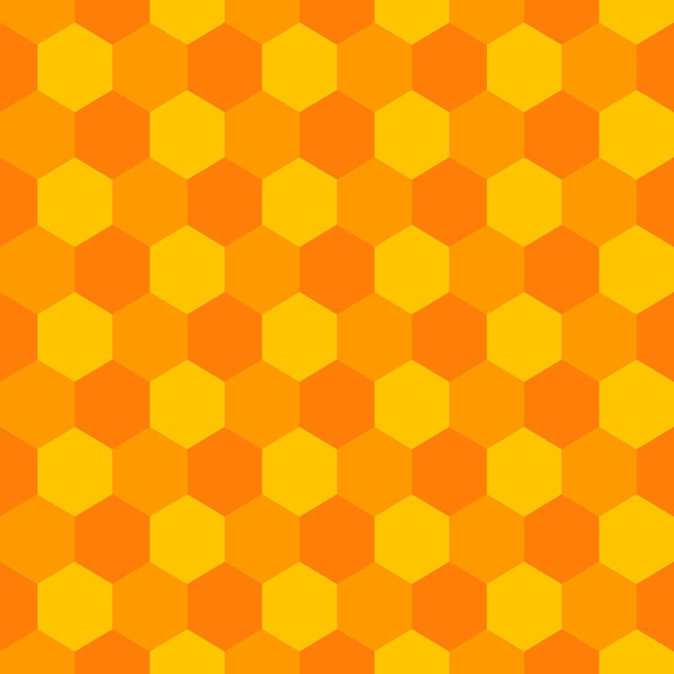 Bee honeycomb seamless pattern, flat cartoon fabric print template, colorful food illustration, orange propolis beeswax vector. vector