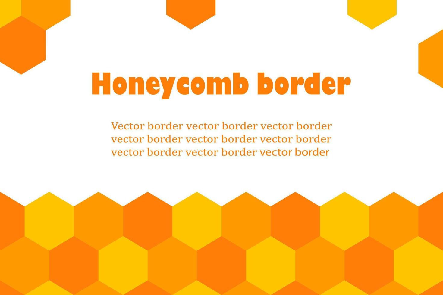 Bee honeycomb patterned border frame, flat cartoon banner template, colorful food illustration, orange propolis beeswax vector label.